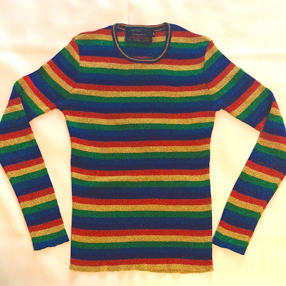 RARE Excellent condition vintage 1970’s Renee Tener metallic rainbow shirt
